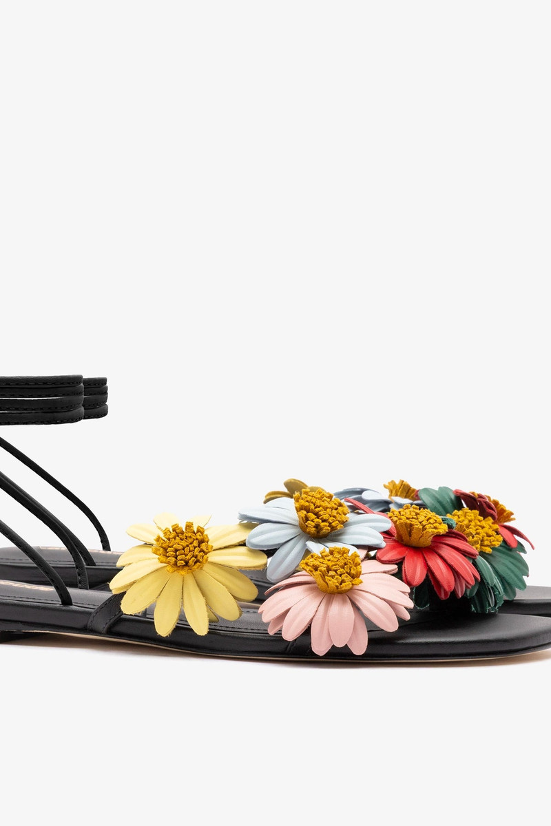 Fiore Flat Sandal Black Leather 4