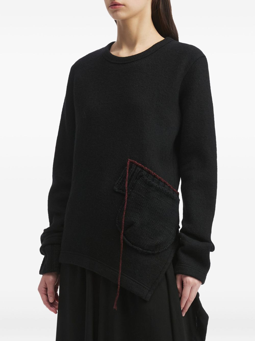 asymmetric-pocket wool sweater - 3
