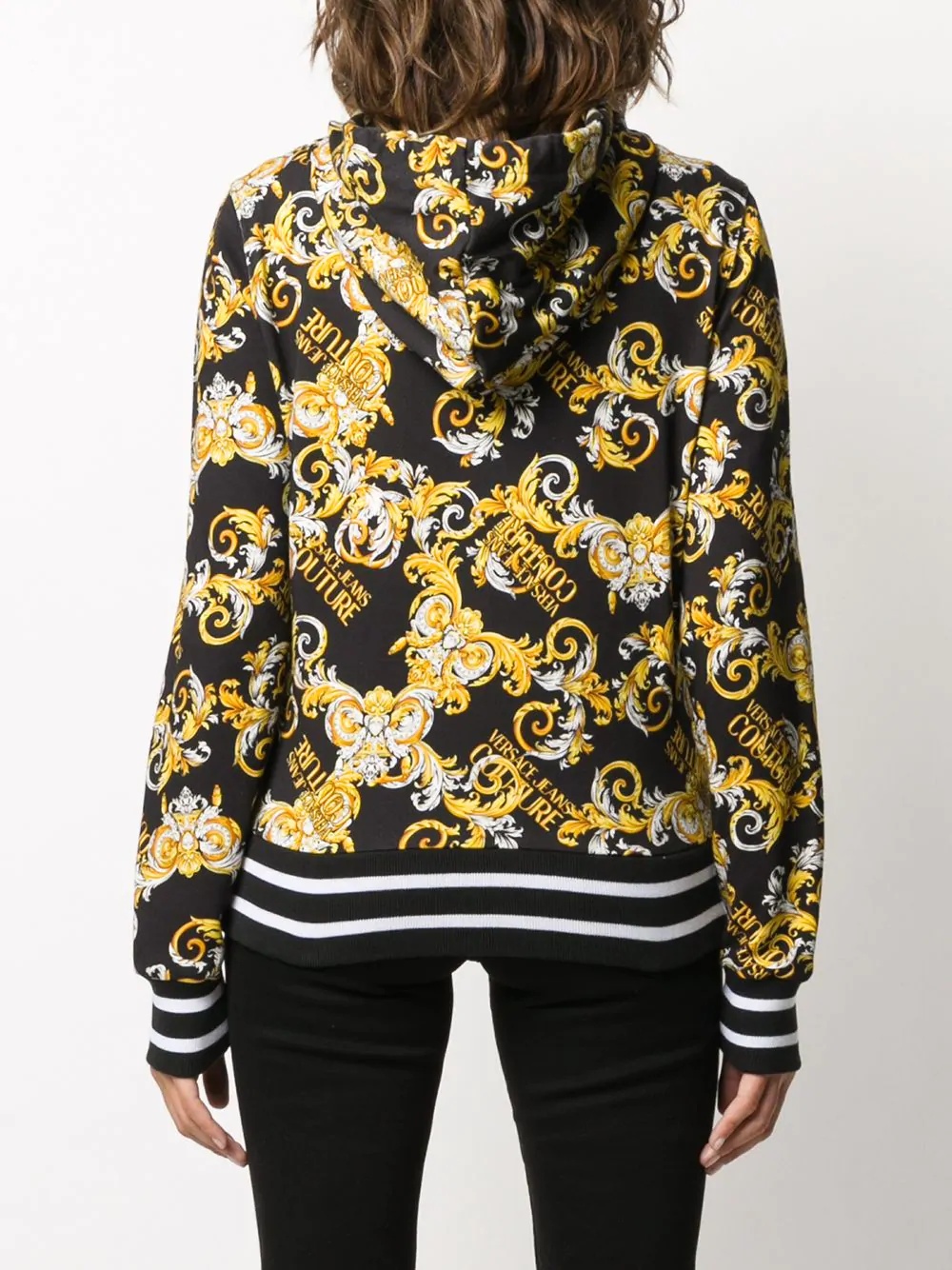 Logo Baroque-print cotton hoodie - 4