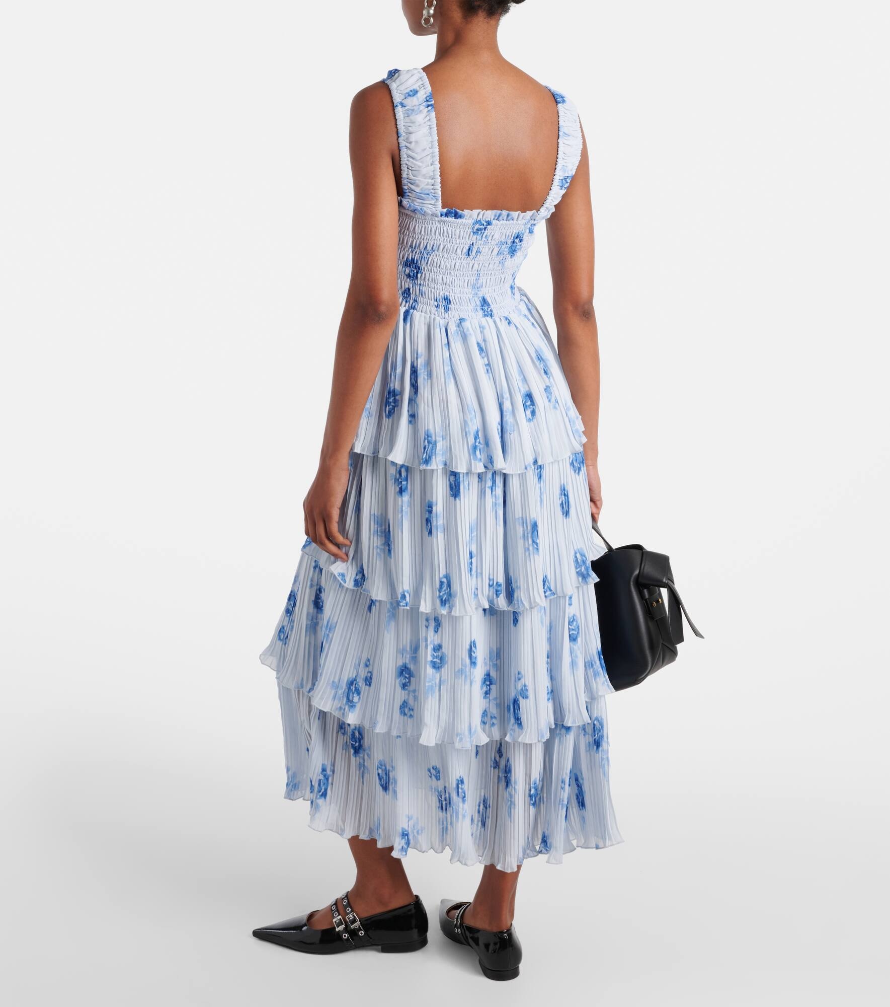 Floral tiered georgette midi dress - 3