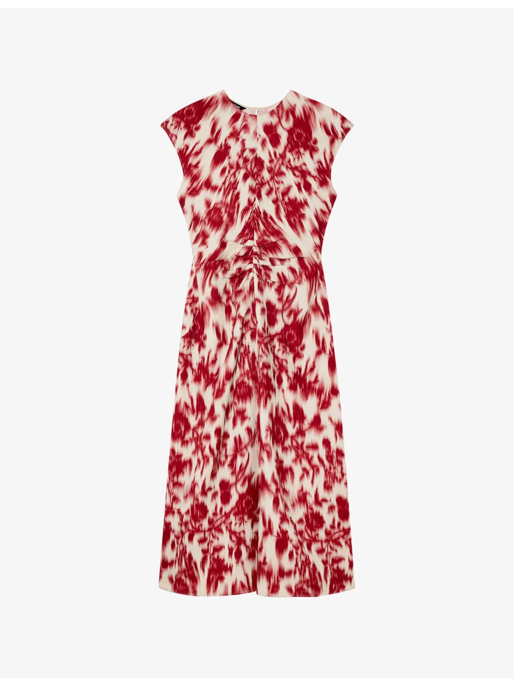 Blurred Floral-Print Ruched Stretch-Crepe Midi Dress - 1