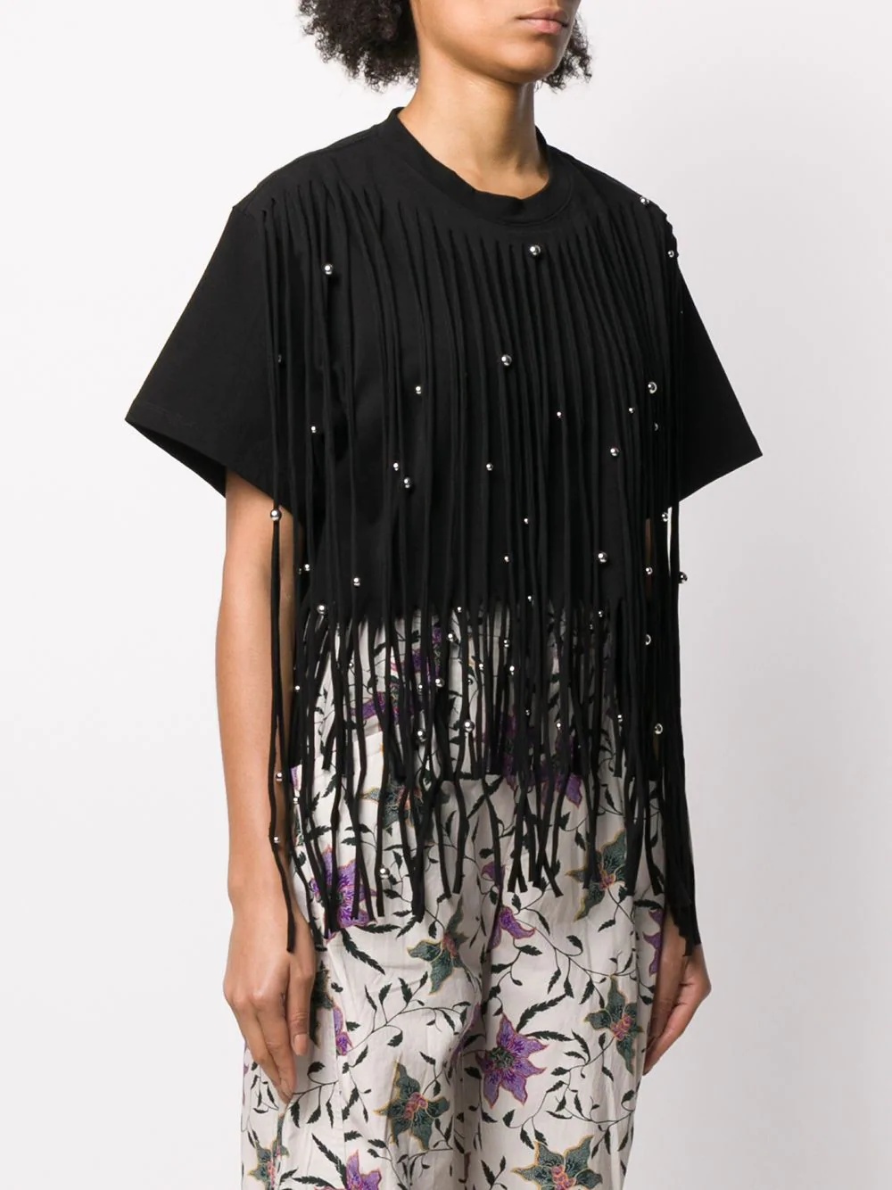 Bianea beaded fringed T-shirt - 3