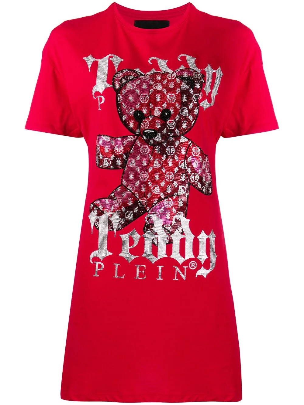 teddy bear-print T-shirt mini dress - 1