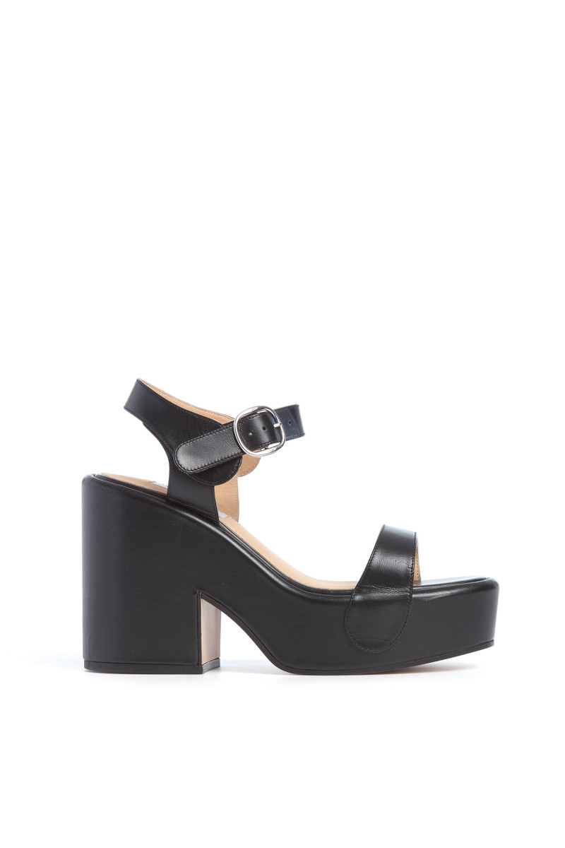 Iris Platform Sandal in Black Leather - 1