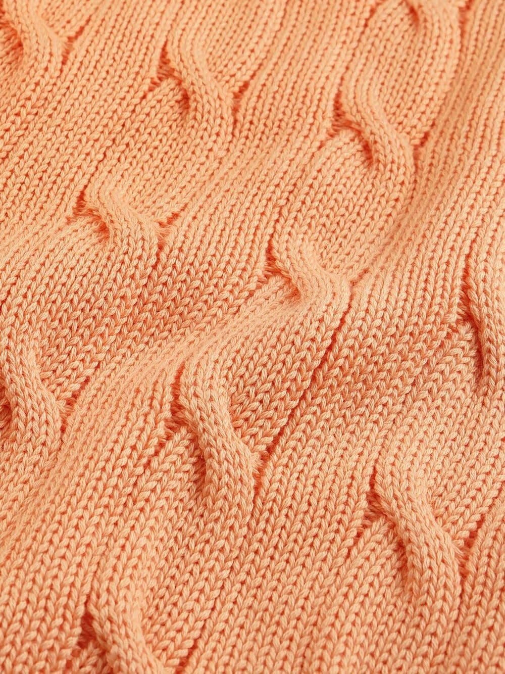 logo-embroidered cable-knit jumper - 4