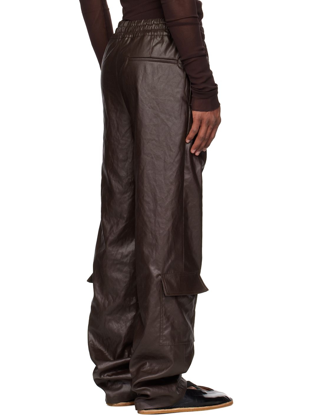 Burgundy Crêpe Cargo Pants - 3