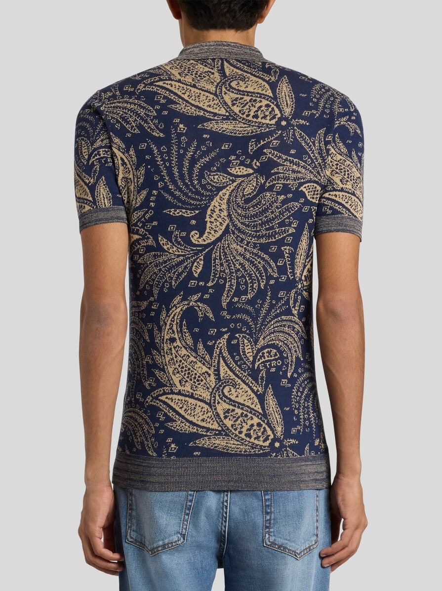 KNIT COTTON JACQUARD POLO SHIRT - 4