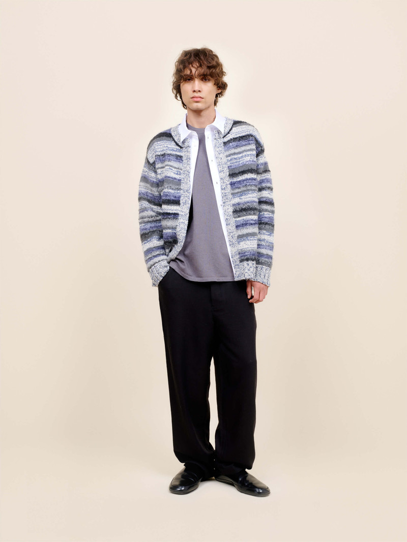 The Elder Statesman BOUCLE MIX STRIPE CARDIGAN outlook