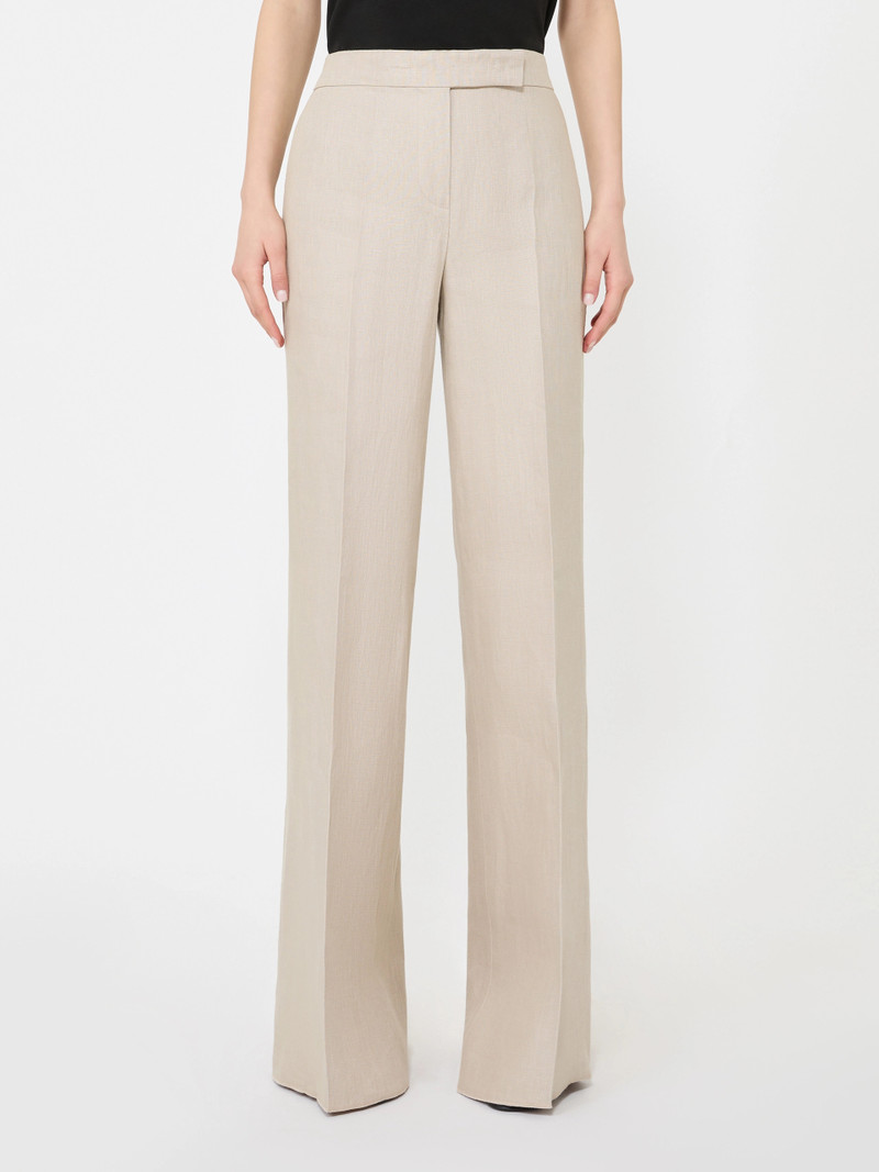 ANGUS Wide-leg trousers in linen basketweave - SAND 3