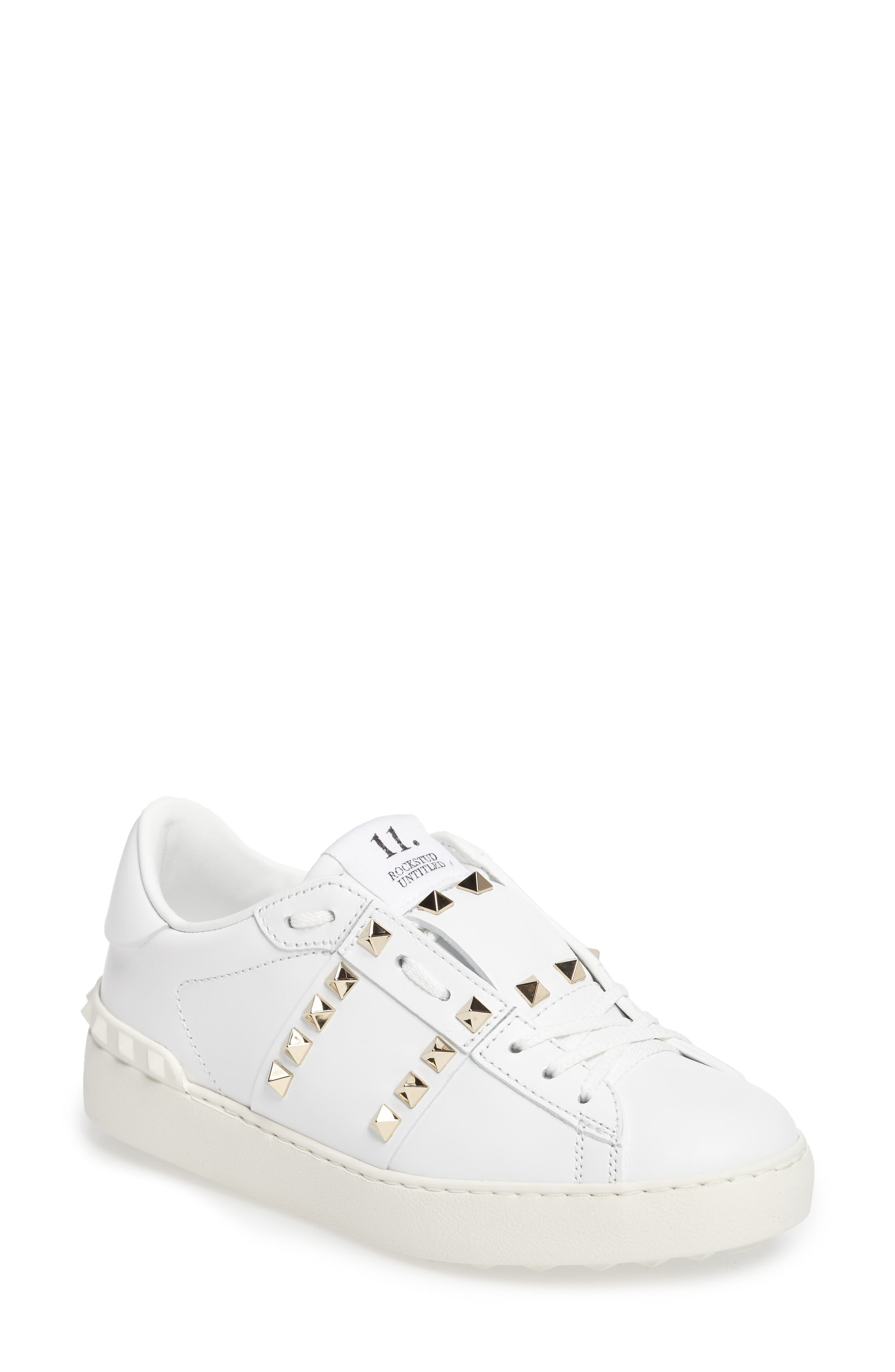 Valentino Garavani Rockstud Sneaker in White Leather at Nordstrom - 1