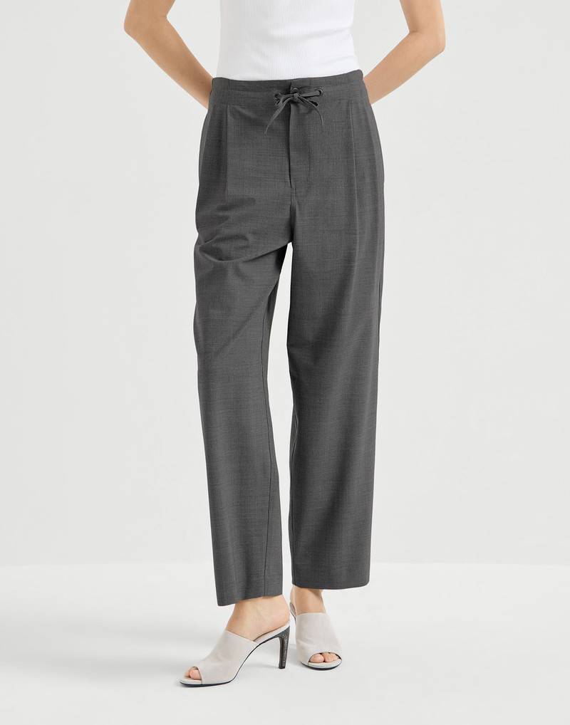 Brunello Cucinelli Tropical luxury wool tailored track trousers outlook