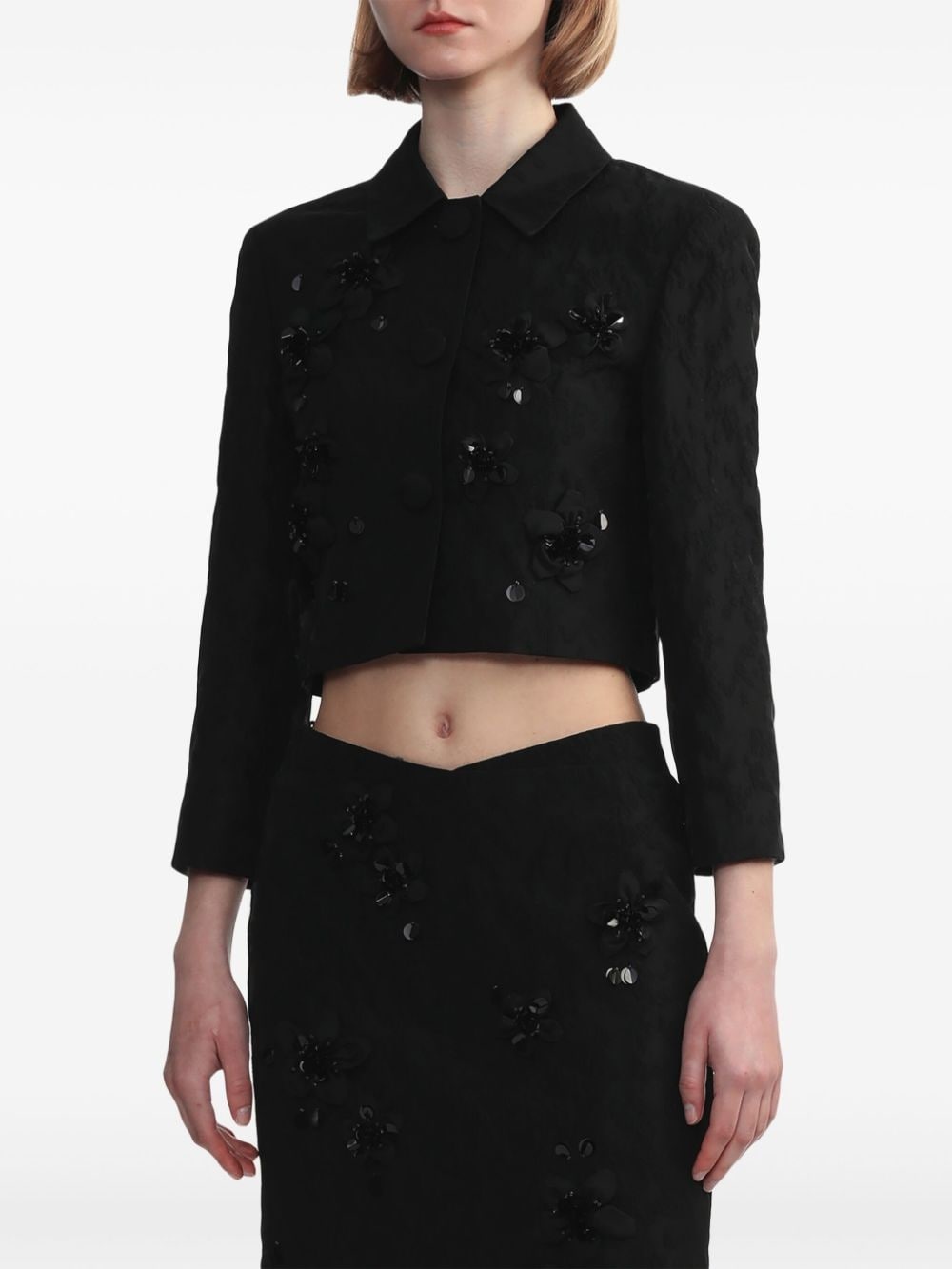 floral-appliquÃ© cropped jacket - 3