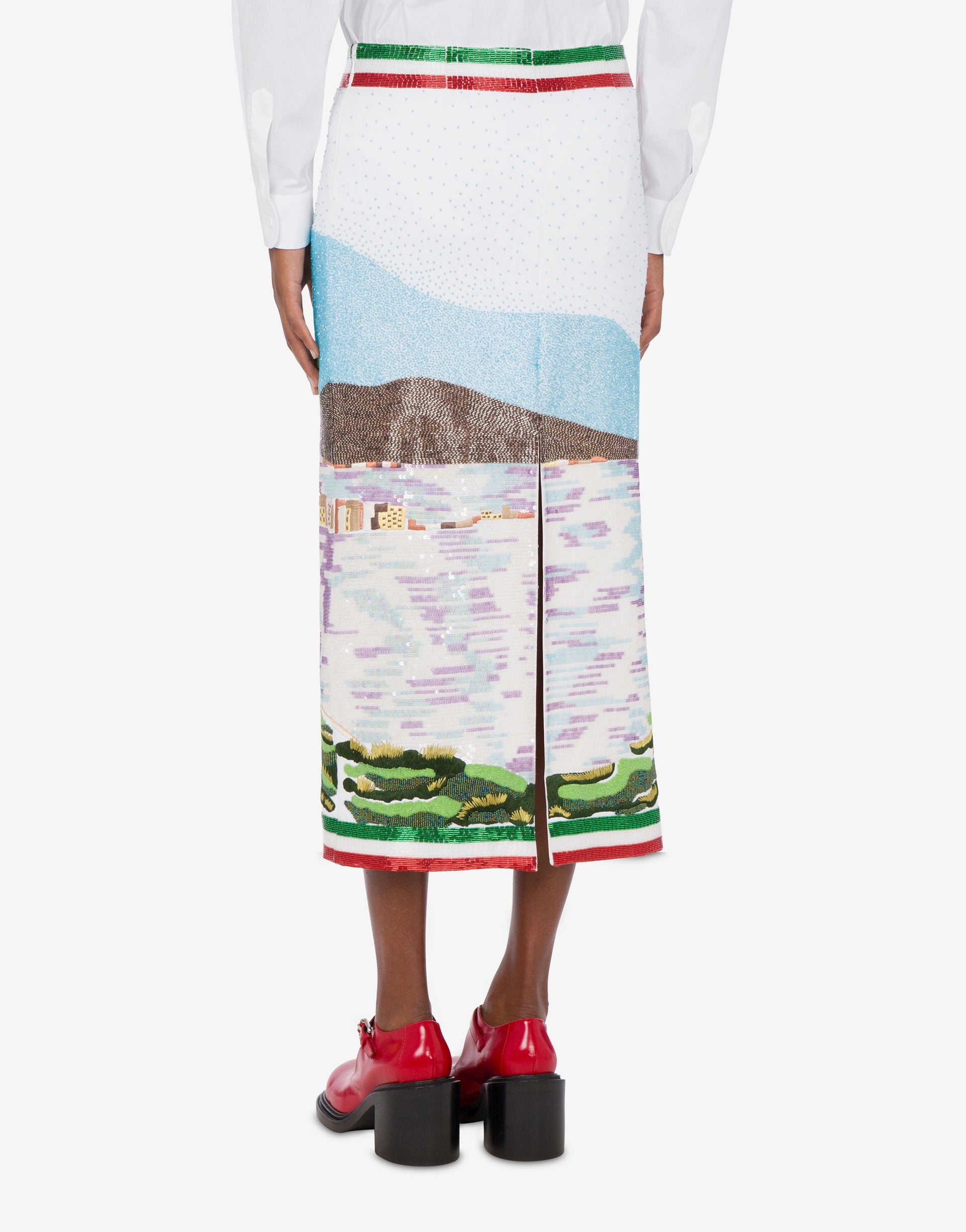 CREPE SKIRT WITH ""GREETINGS FROM NAPLES"" EMBROIDERY - 2