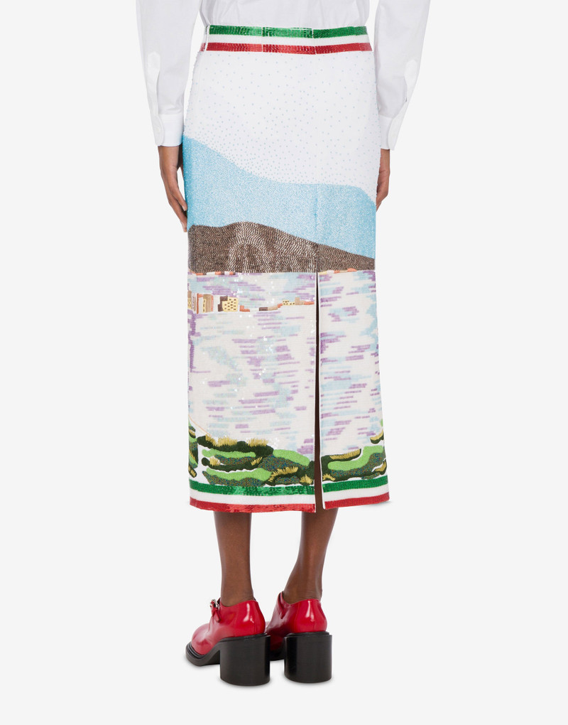 Moschino CREPE SKIRT WITH ""GREETINGS FROM NAPLES"" EMBROIDERY outlook