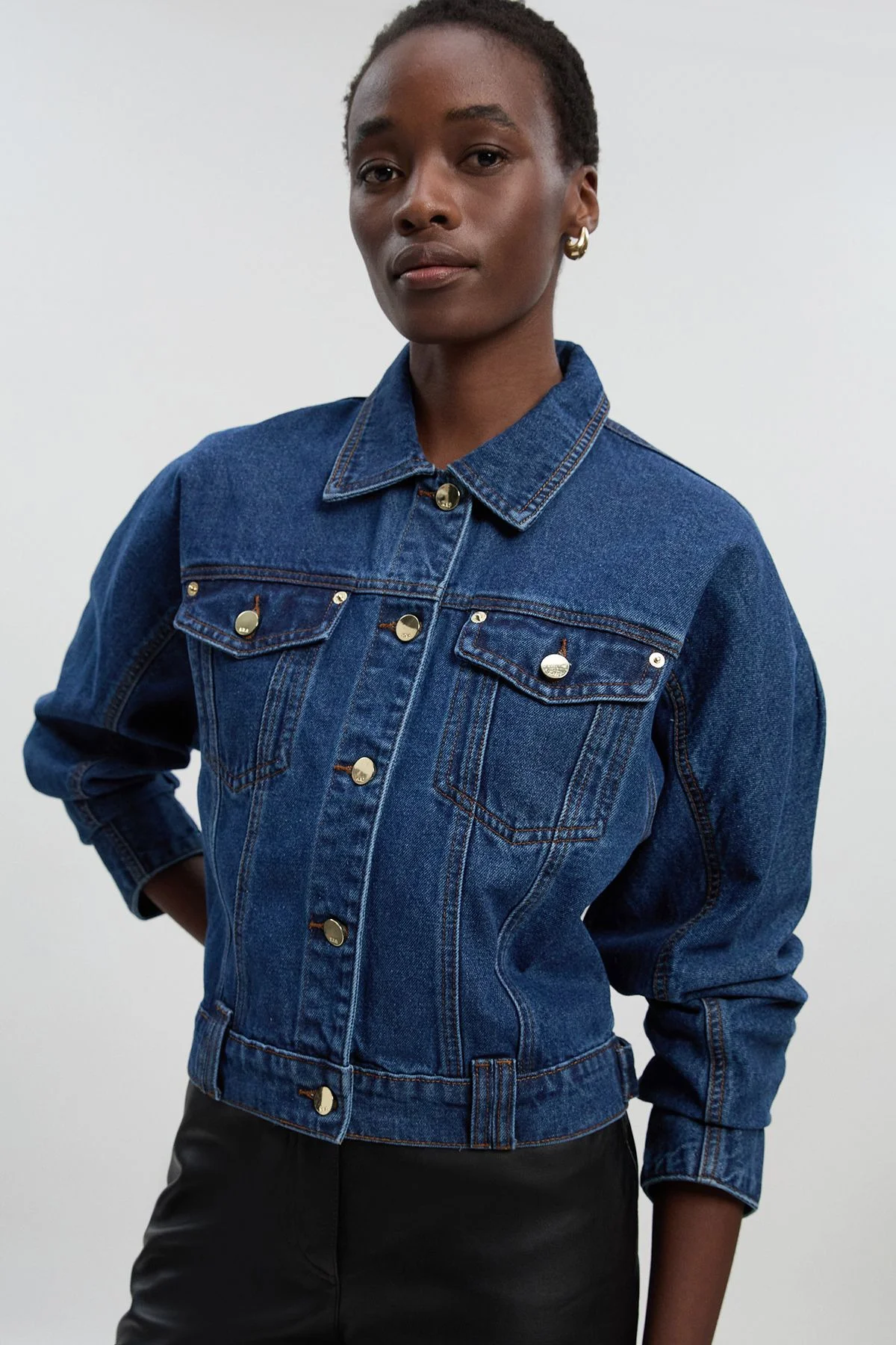 Denim Cropped Jacket - 1