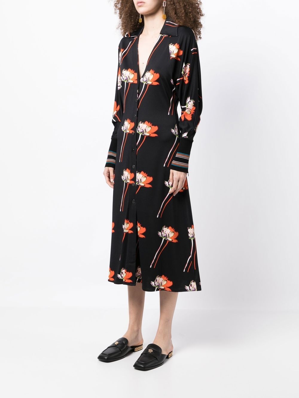 floral-print shirt dress - 3