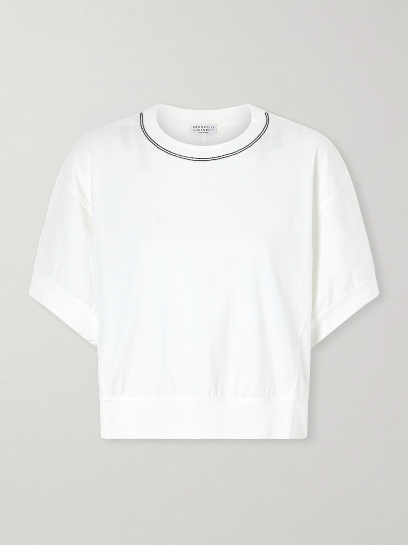 Bead-embellished Cotton-jersey T-shirt 1