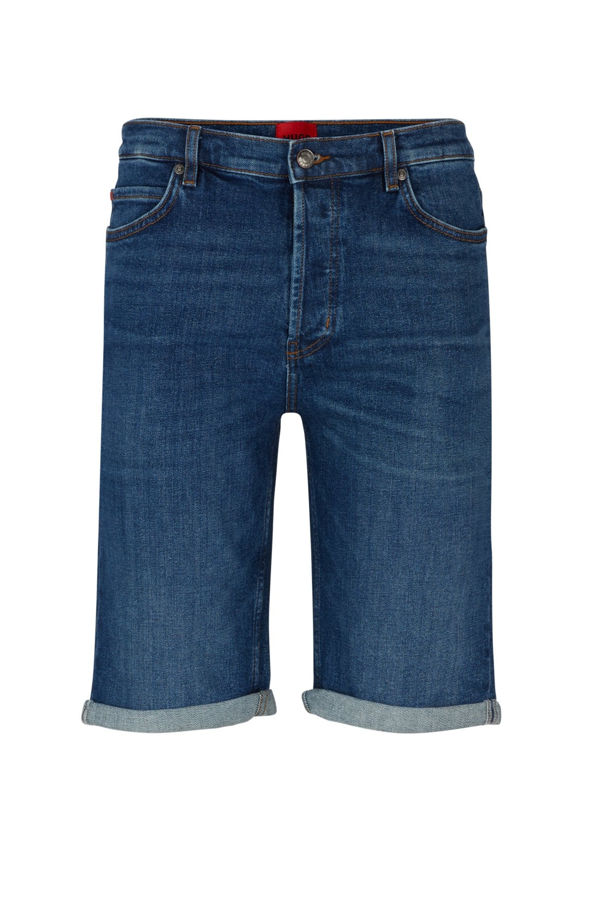 TAPERED-FIT SHORTS IN BLUE COMFORT-STRETCH DENIM - 1