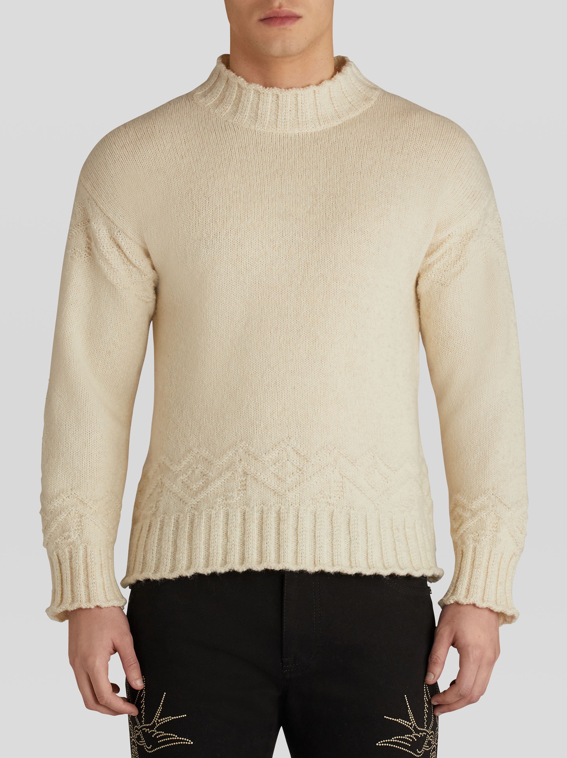 GEOMETRIC PATTERN MIXED WOOL JUMPER - 2