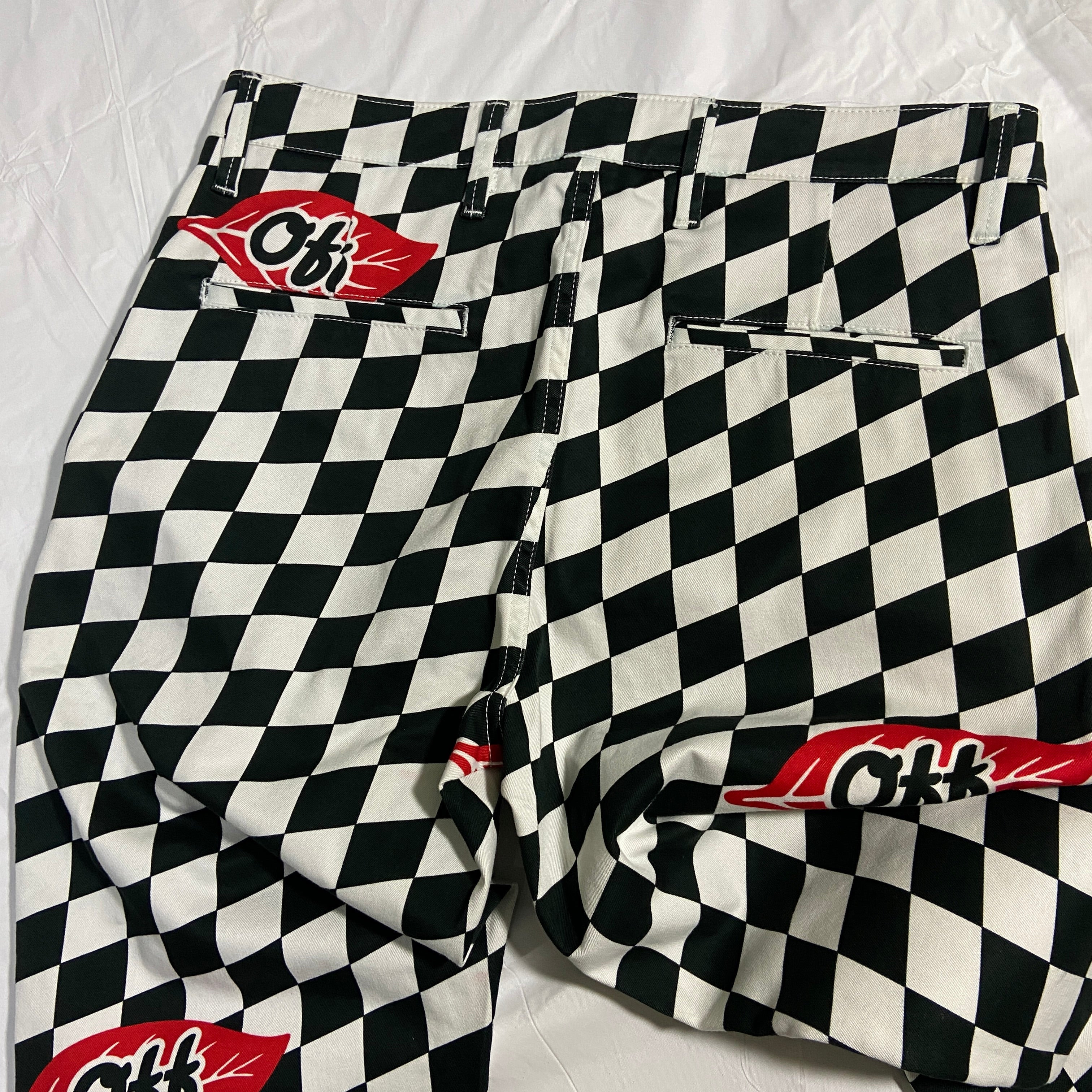 Off-White fall 2017 Runway checker leaf chino pants 31 - 8
