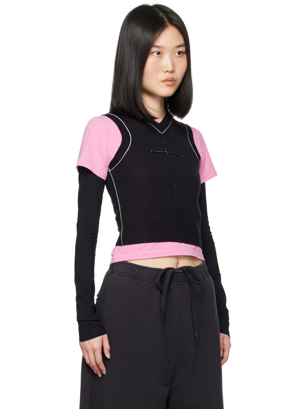Black Inverted Seam Tank Top - 2