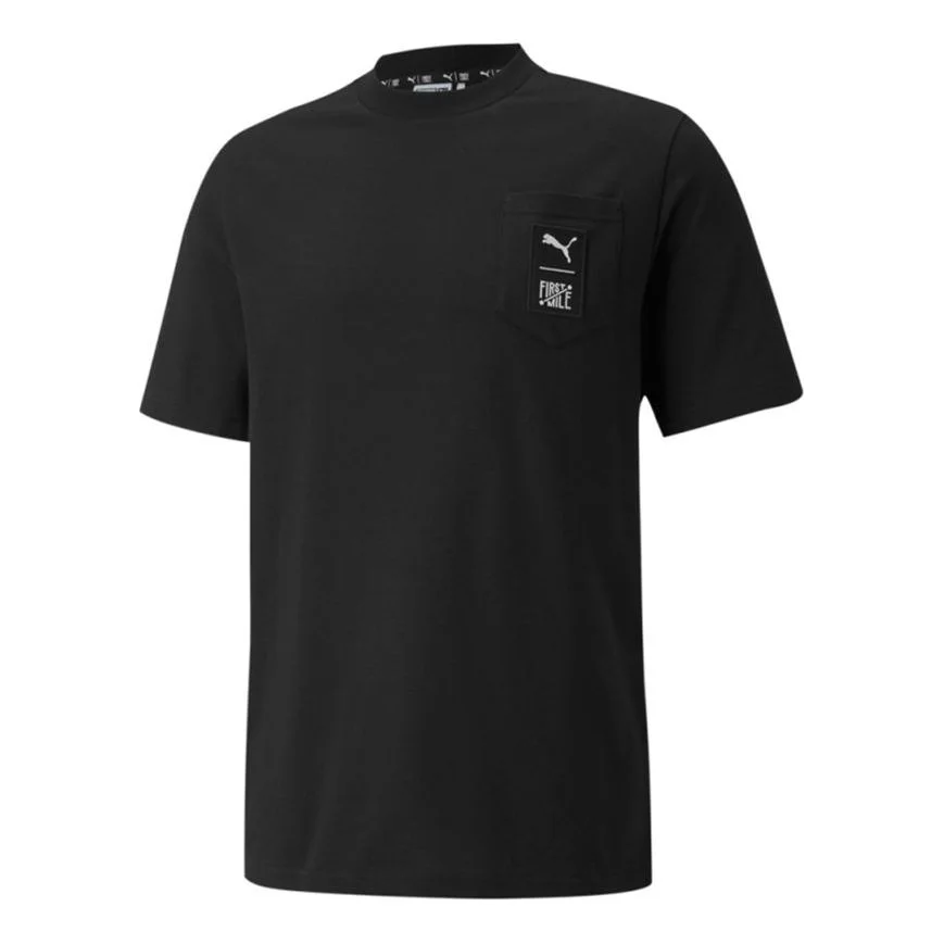 PUMA x FIRST MILE Crossover Pocket Small Label Solid Color Sports Short Sleeve Black 532337-01 - 1