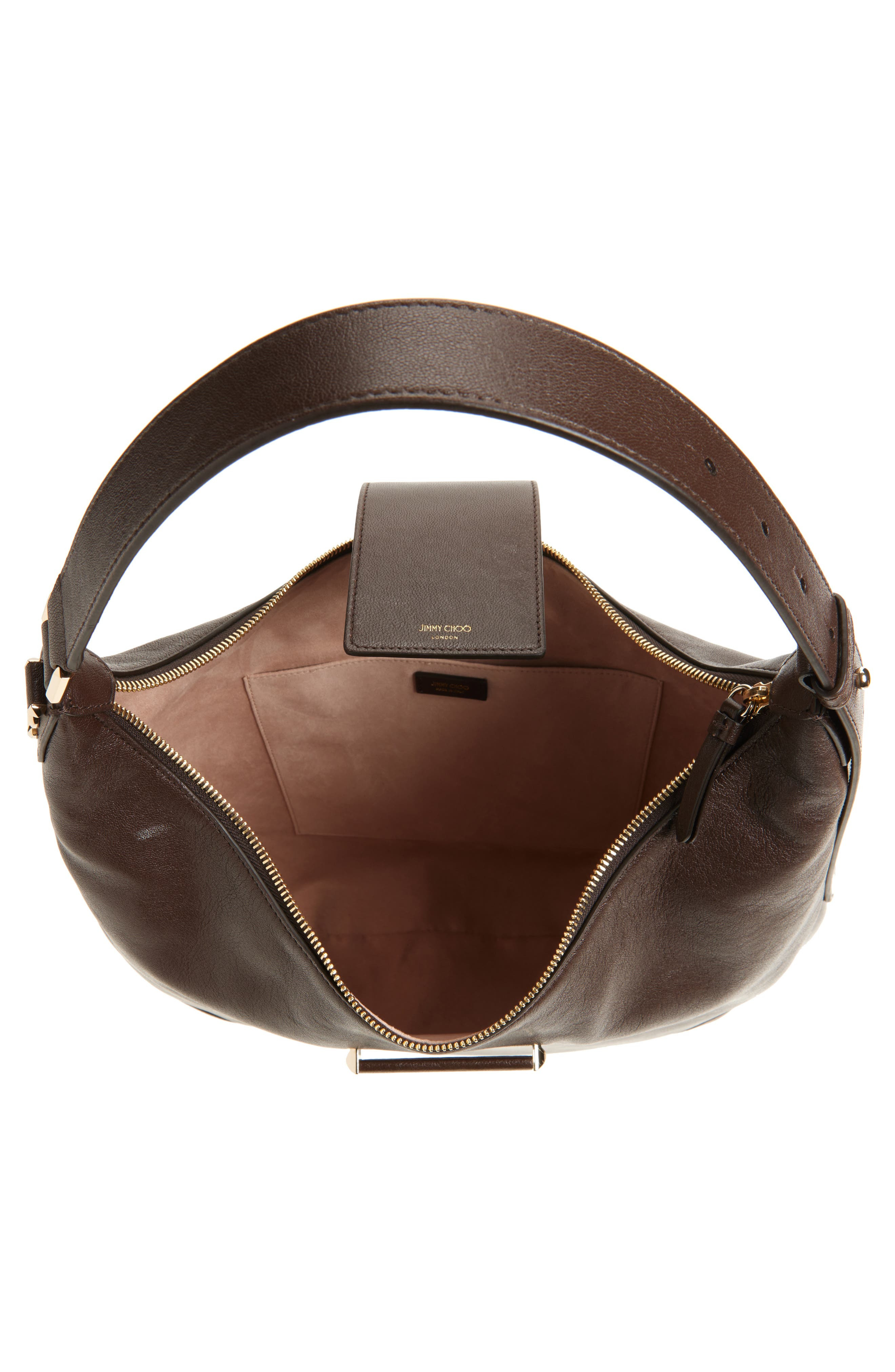 Jimmy Choo Bar Medium Leather Hobo Shoulder Bag in Chocolate/Shiny Gold at Nordstrom - 4