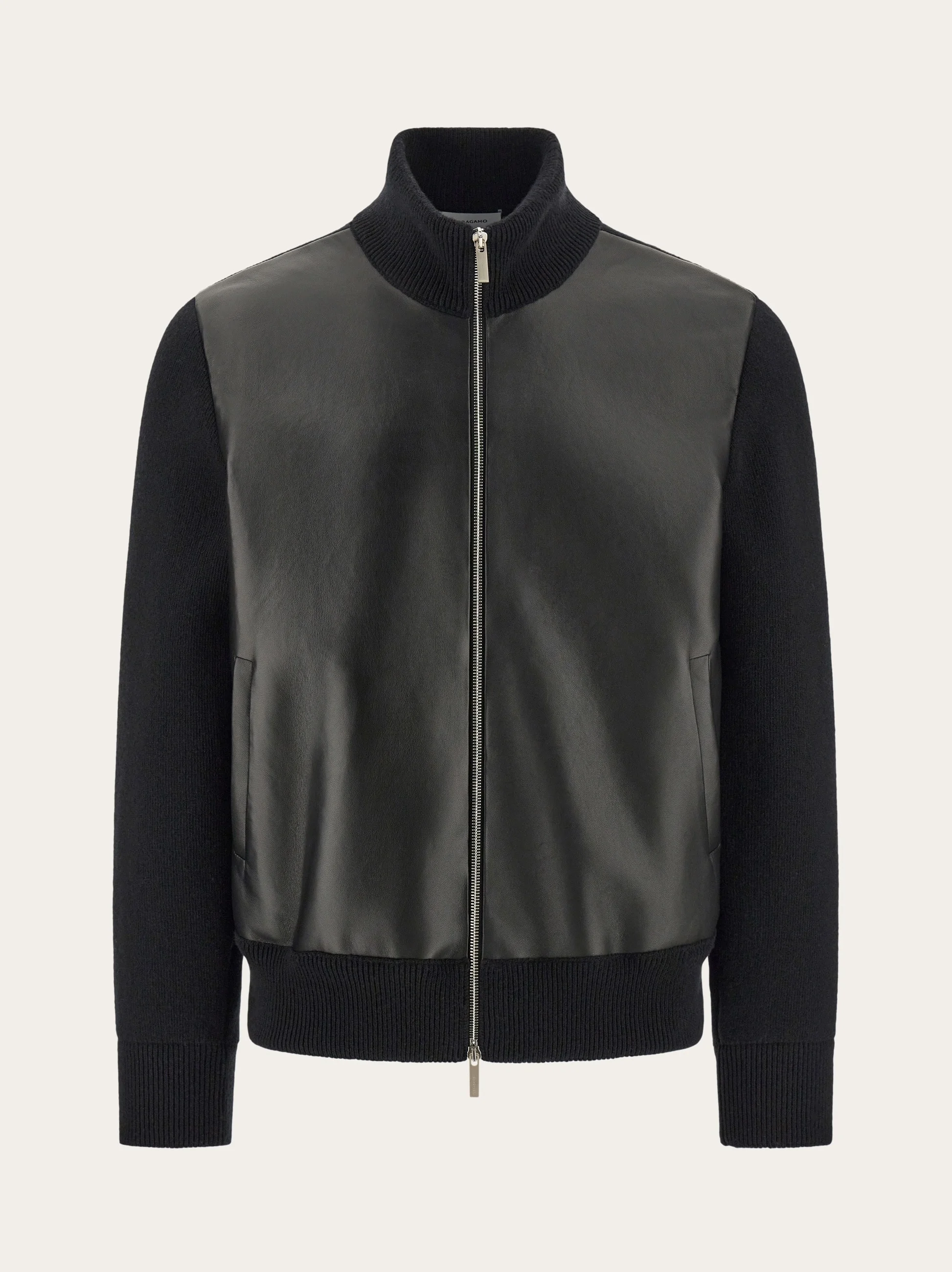 Bomber jacket in leather and wool - 1