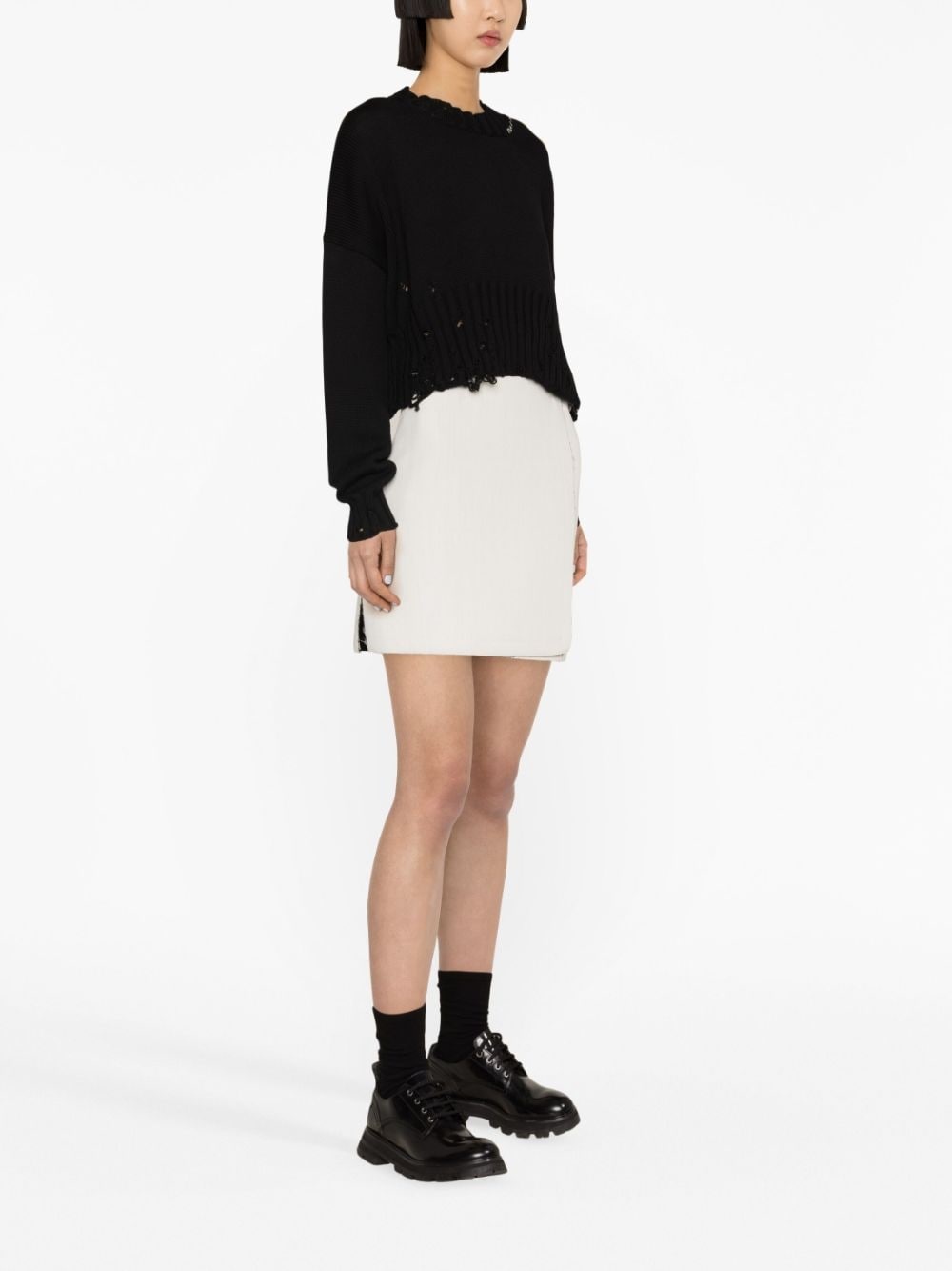 distressed cropped jumper - 3