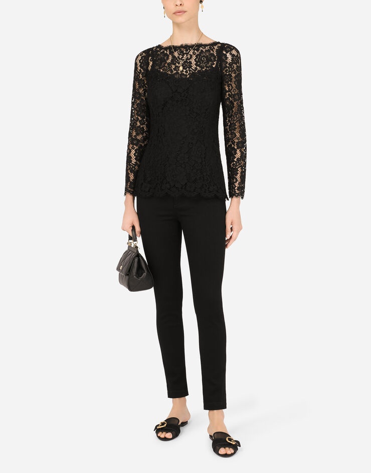 Long-sleeved cordonetto lace top - 6