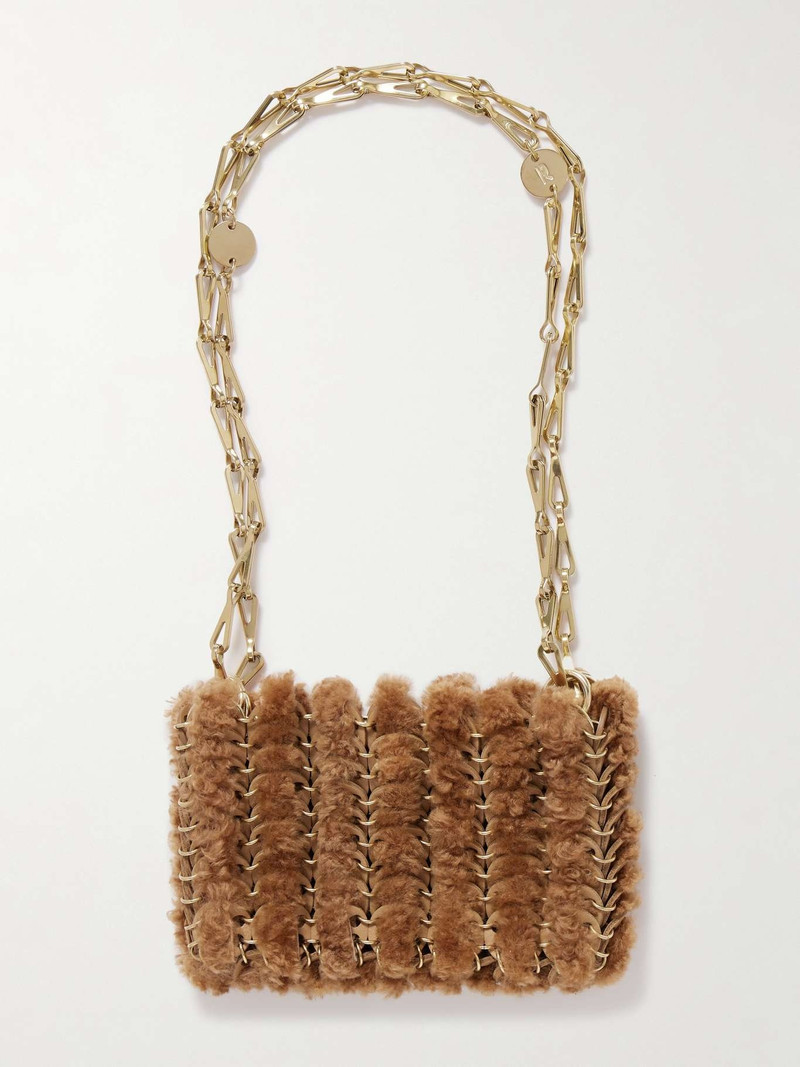 1969 Nano embellished leather and shearling shoulder bag Camel 3