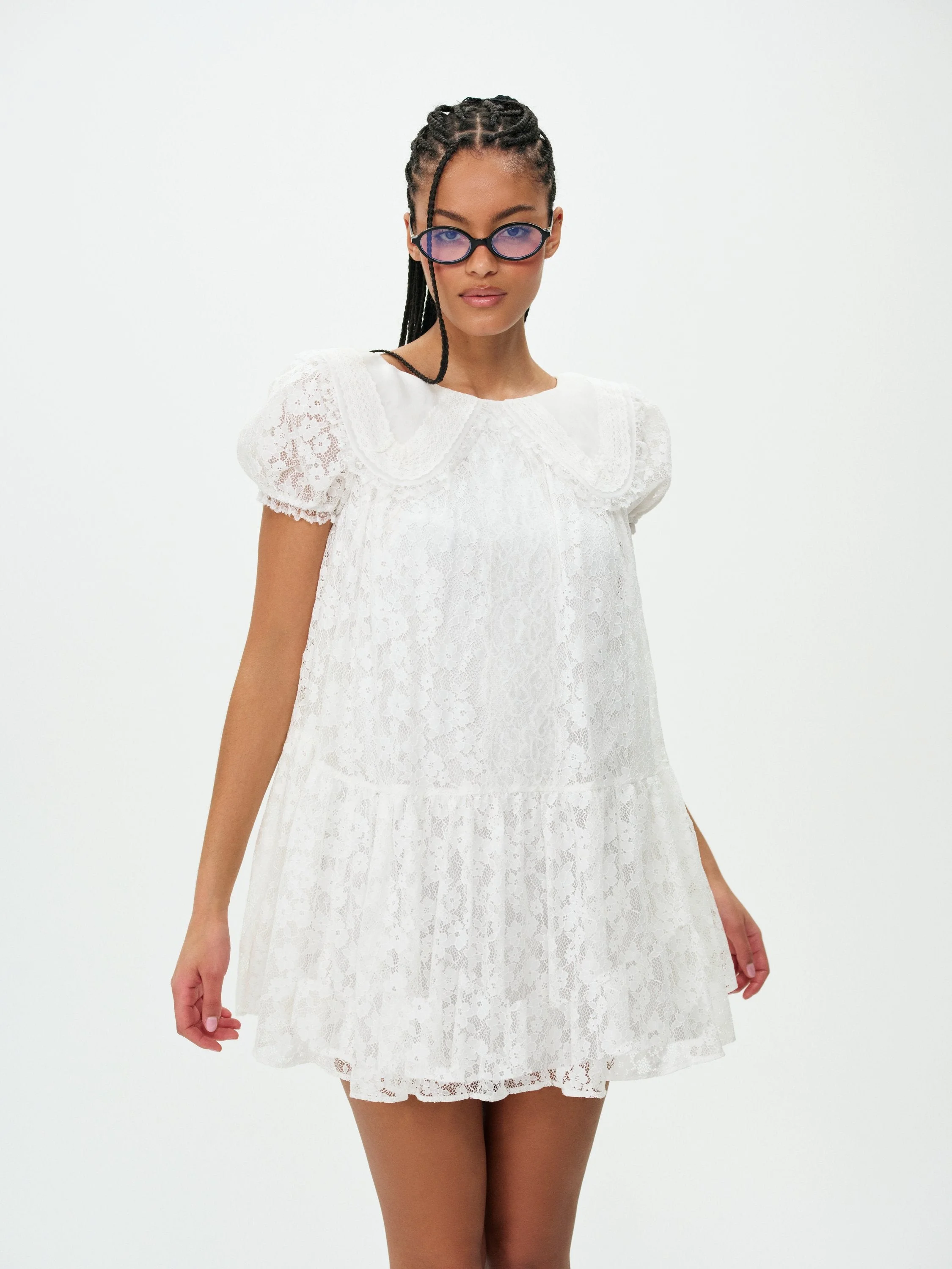Ditsy Petal Babydoll Mini Dress - 1