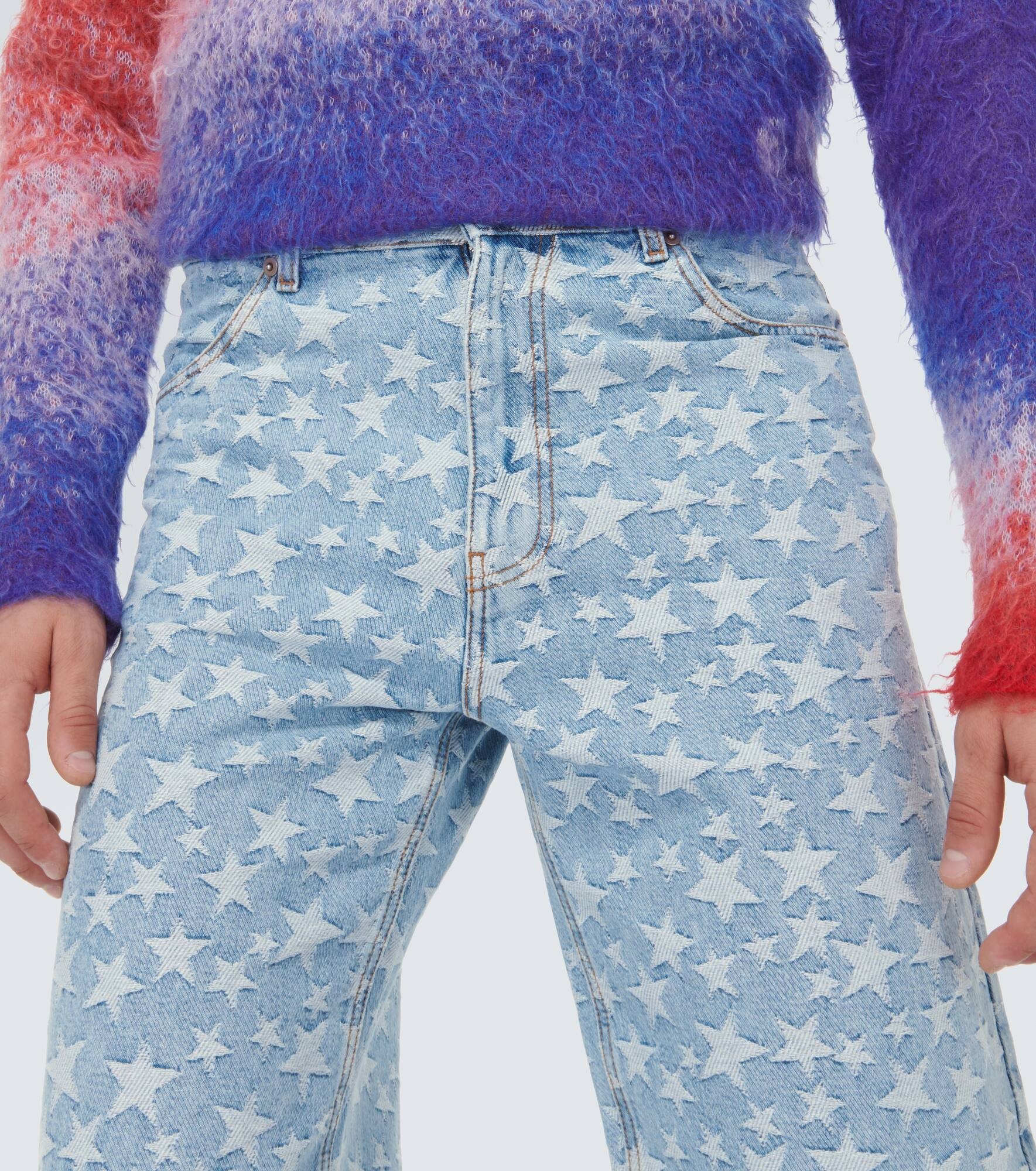 Jacquard cotton denim shorts - 5