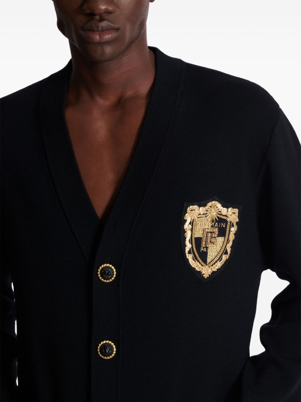 logo-patch cardigan - 5