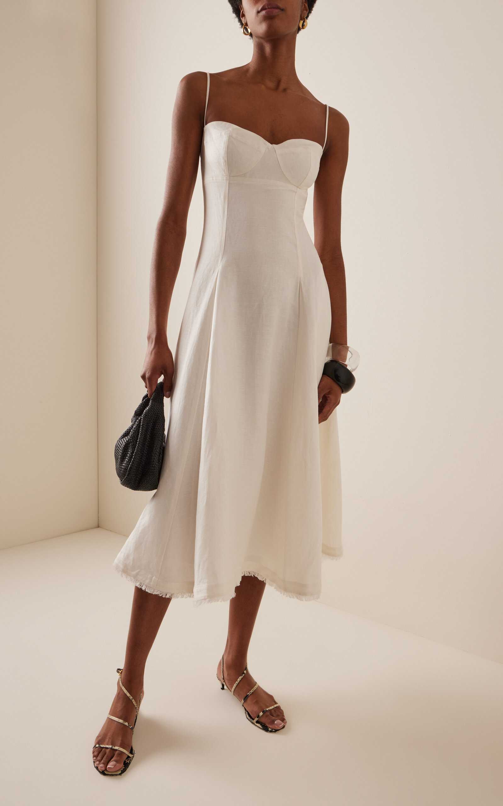 Analise Linen-Blend Bustier Midi Dress white - 2