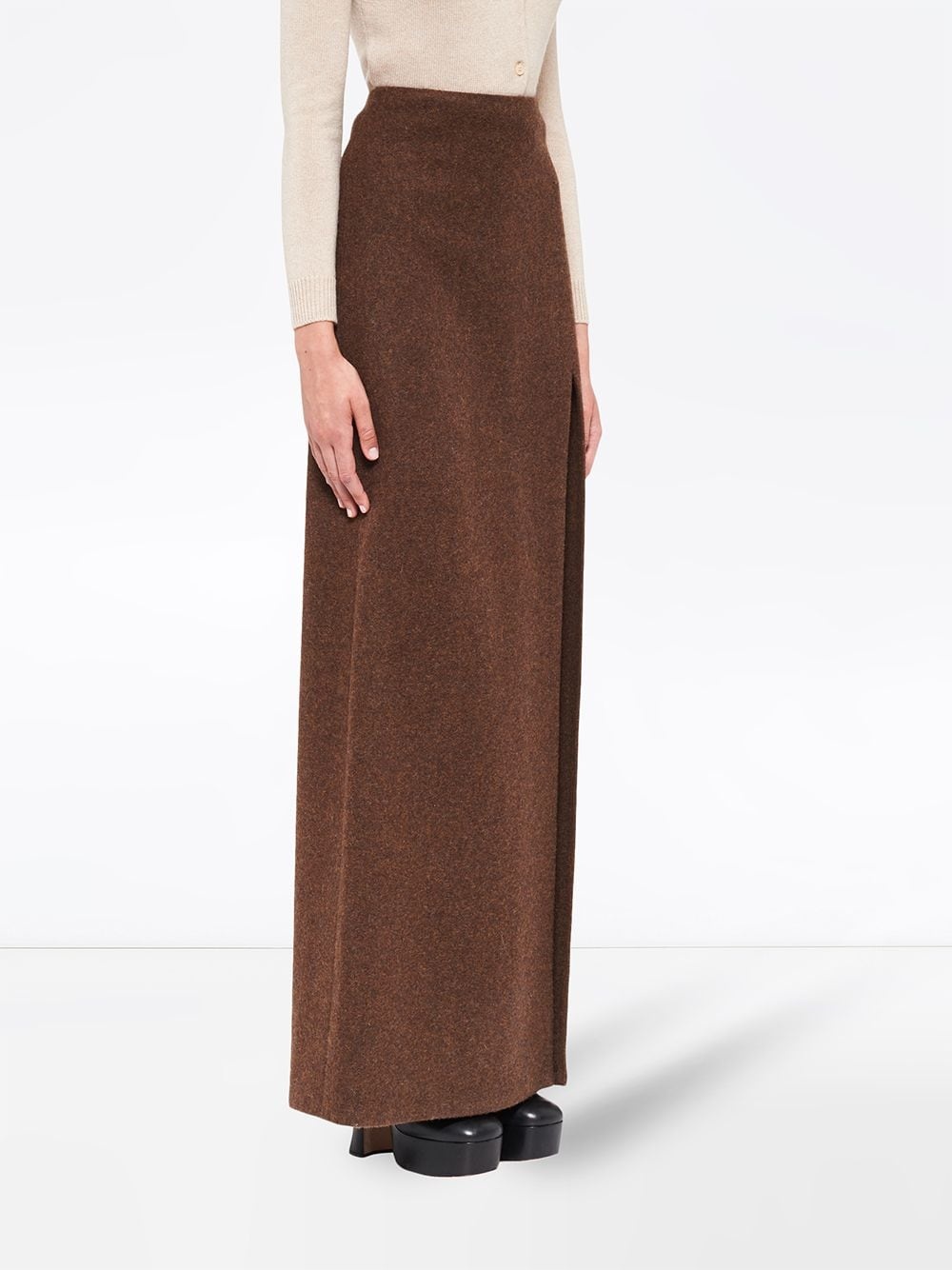 side-slit wool skirt - 3