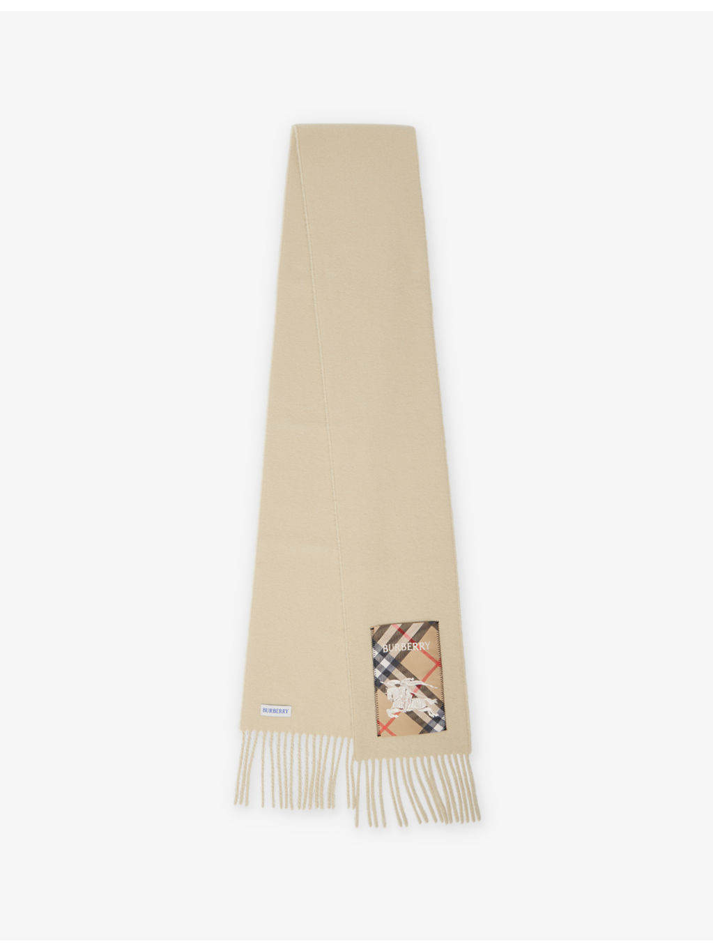 Brand-patch fringed cashmere scarf - 1