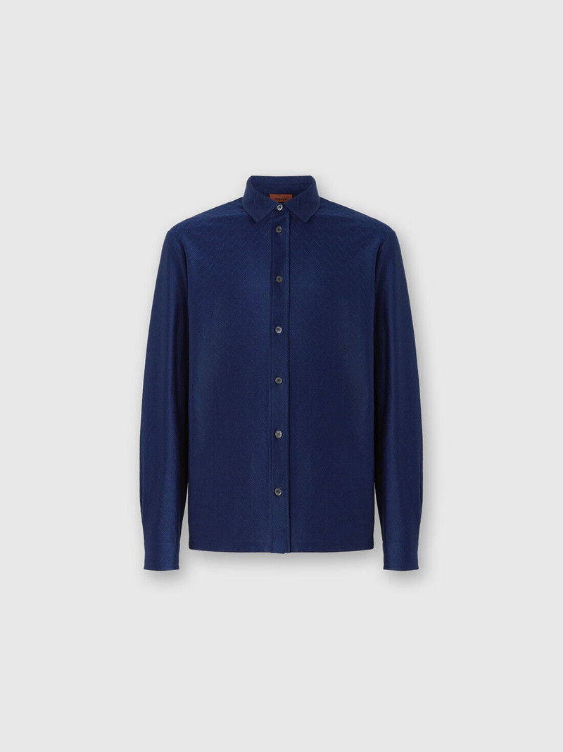Zigzag Jersey Cotton Shirt Tone on Tone 1