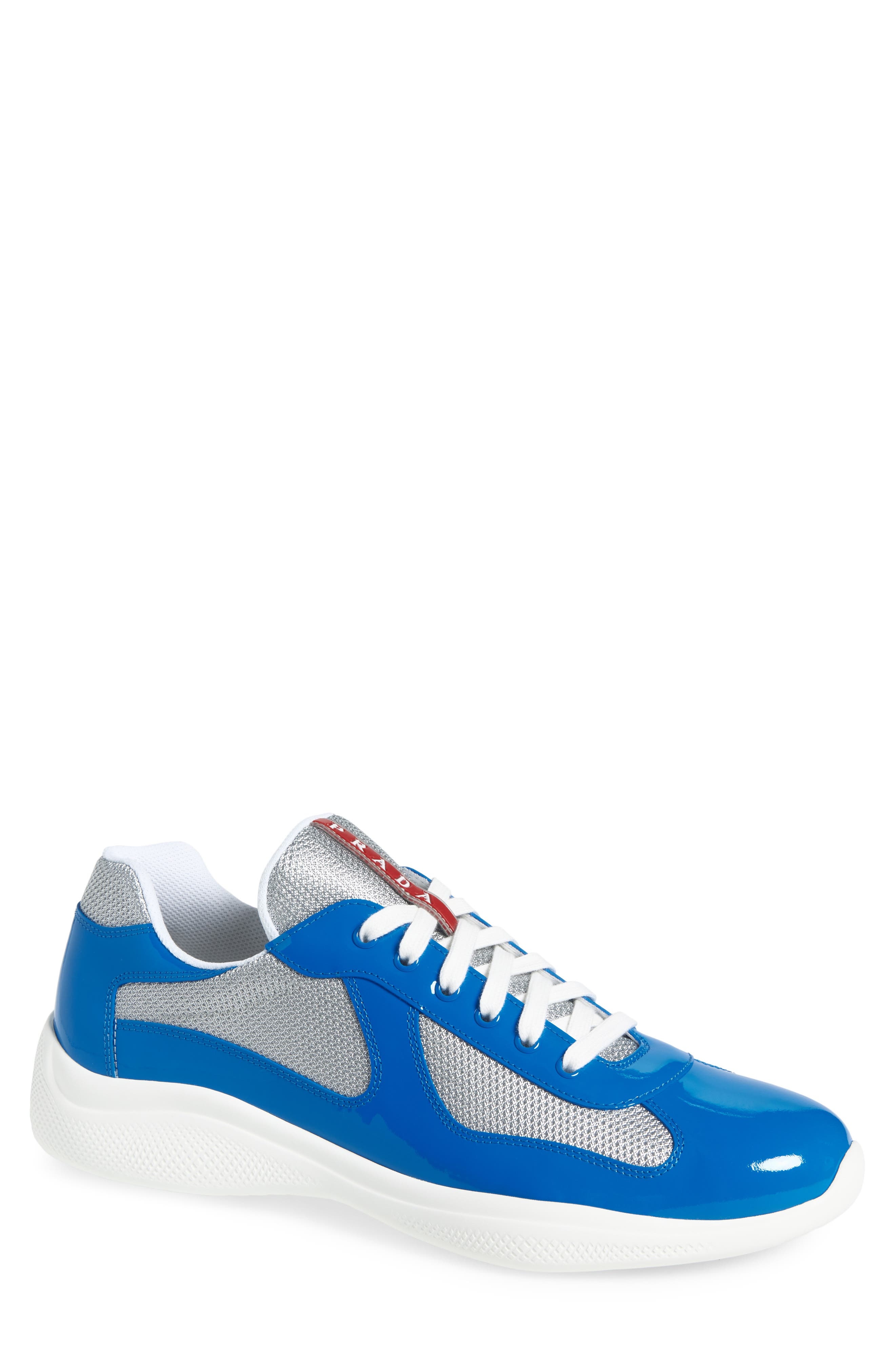 Prada America's Cup Vernice Bike Low Top Sneaker in Cina/Argento at Nordstrom - 1