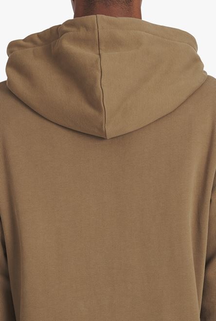 Taupe eco-designed cotton sweatshirt with small flocked white Balmain logo - 8