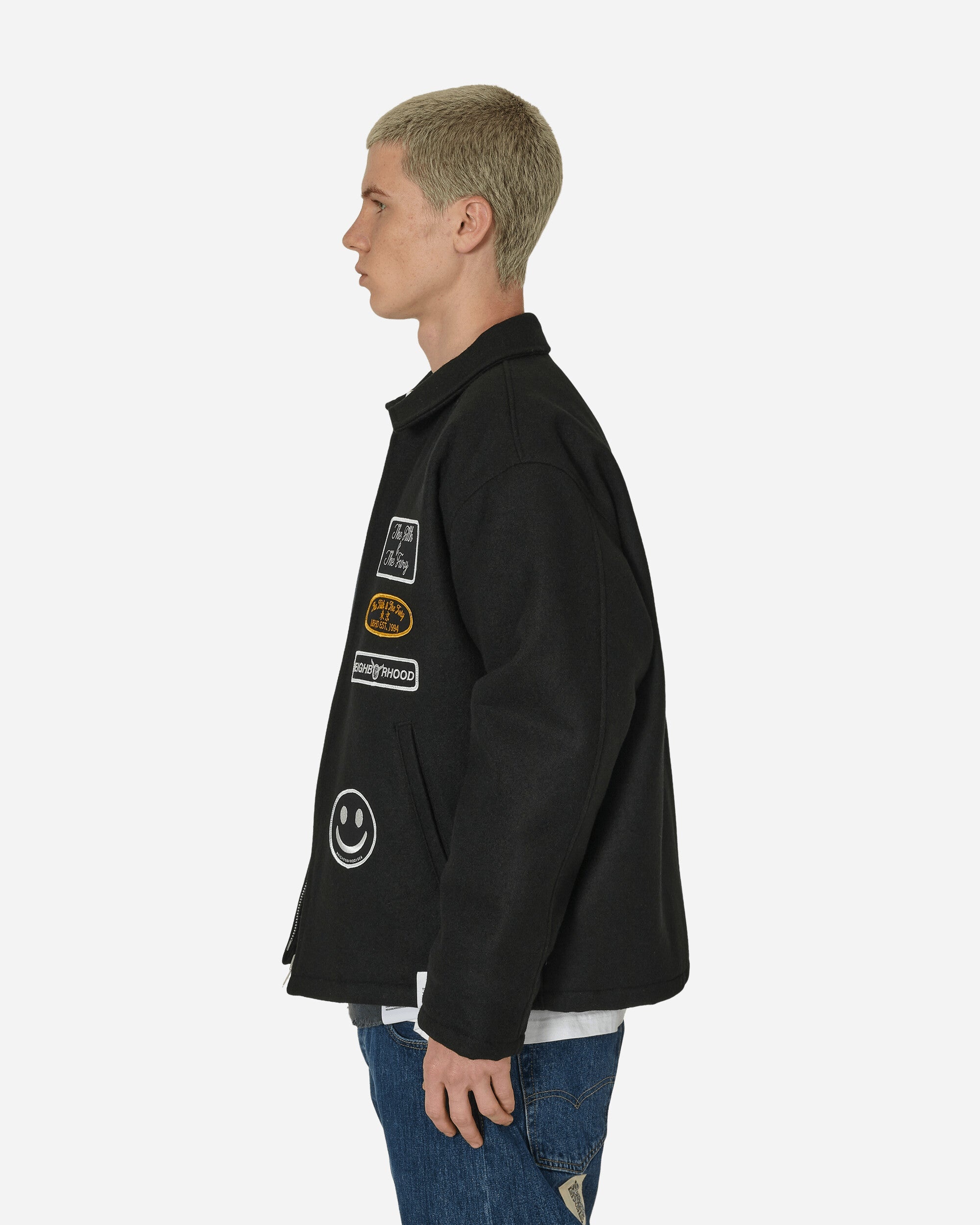 NEIGHBORHOOD Melton Zip Up Jacket Black | slamjam | REVERSIBLE
