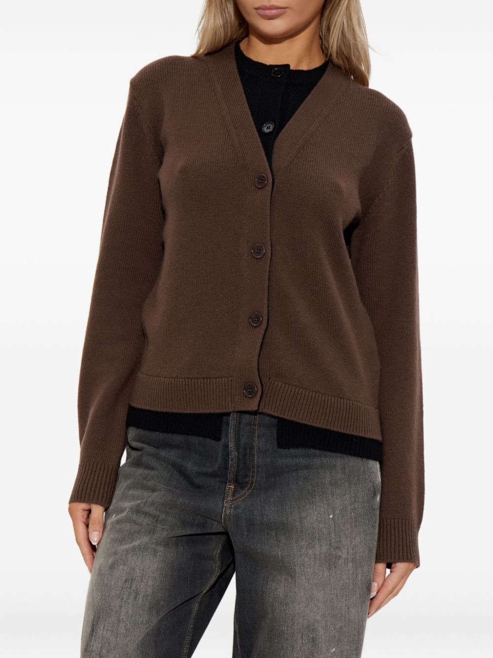 button-front wool cardigan - 3