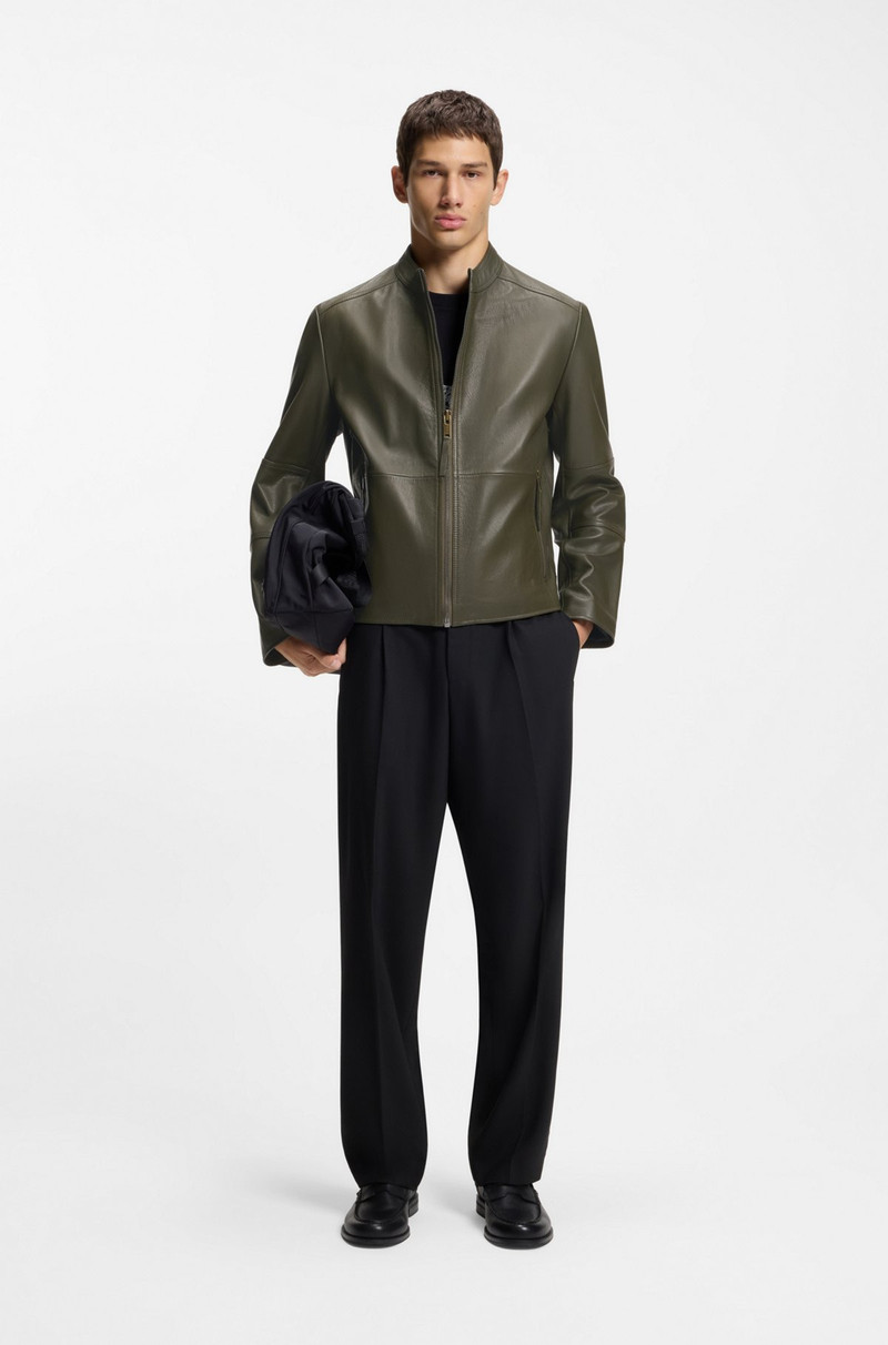 HUGO GRAINED-LEATHER JACKET IN A SLIM FIT outlook