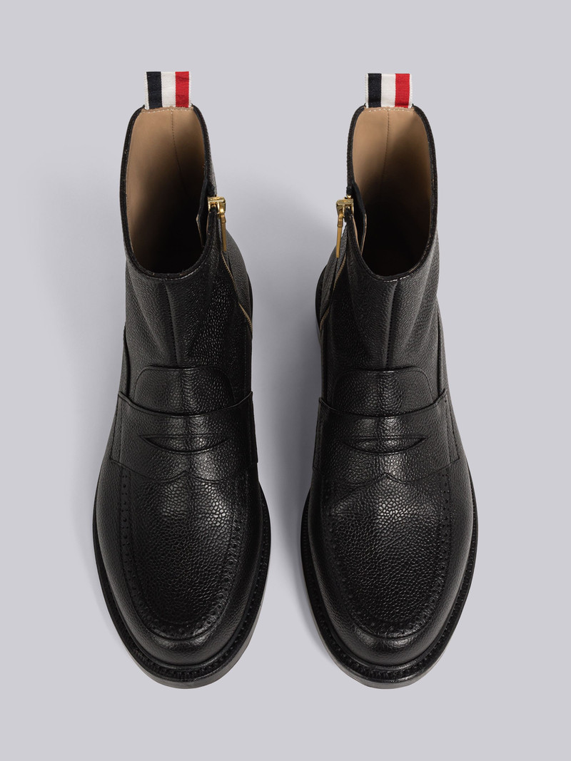 Pebble Grain Leather Penny Loafer Ankle Boot 4