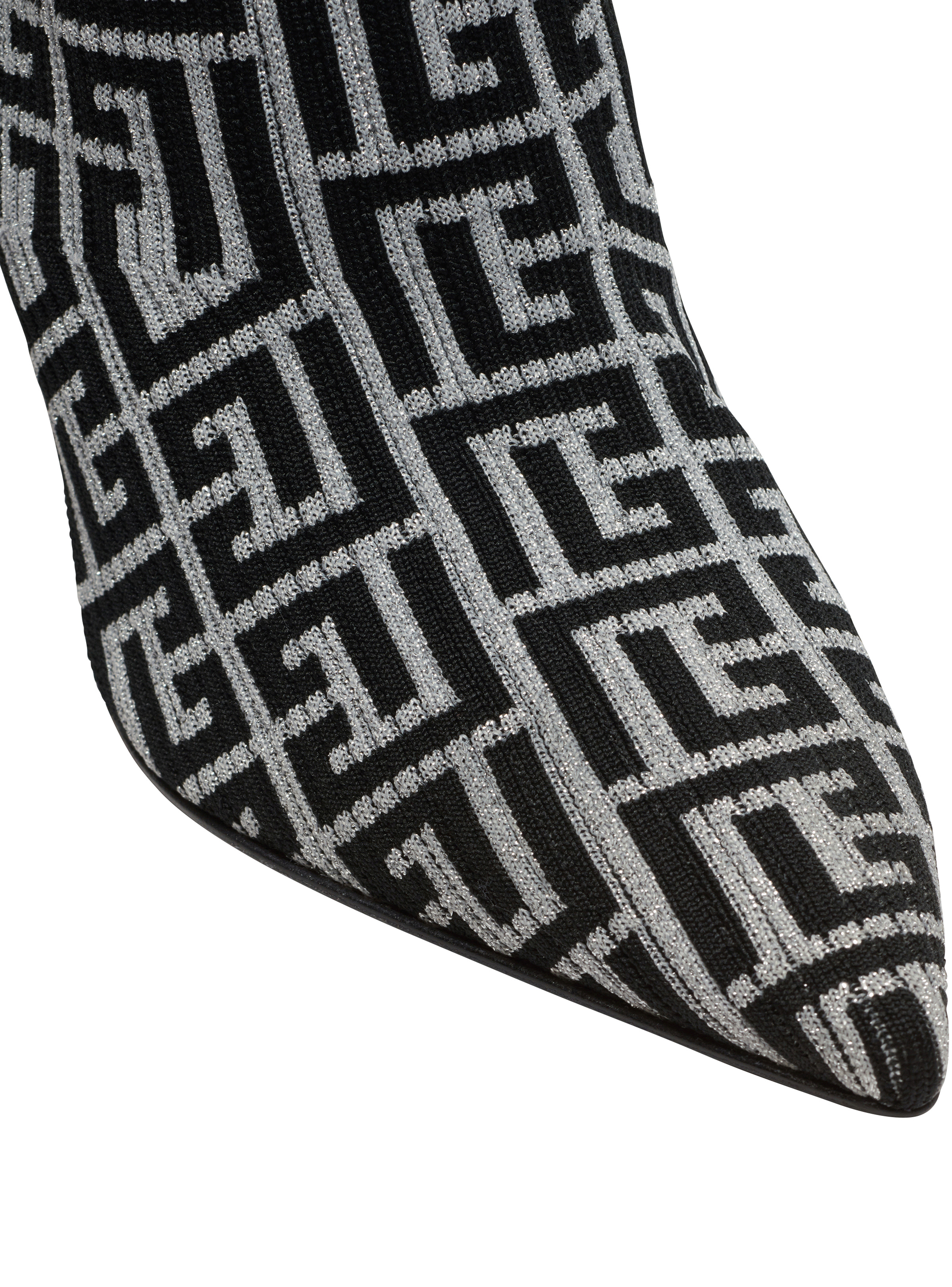 Skye stretch knit ankle boots with Balmain monogram - 5