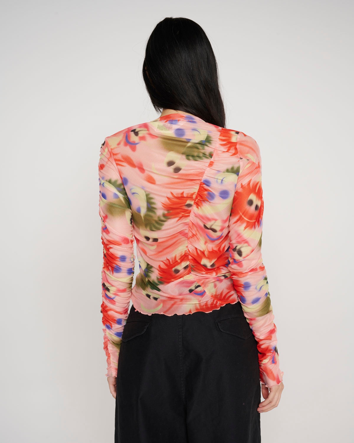 Fuzzy Friends Hyper Mesh Long Sleeve Top - Pink Multi - 6