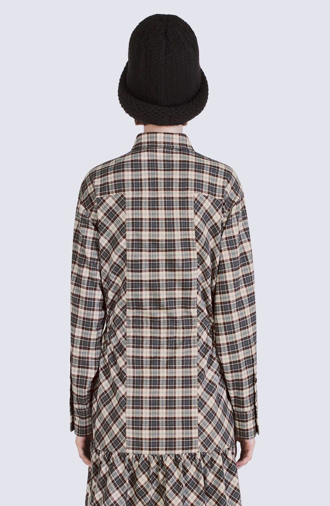 Checked midi-length shirt dress - 5