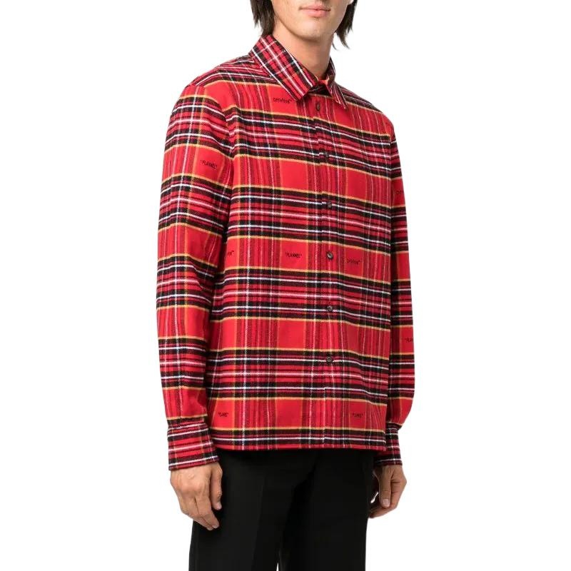 Off-White FW22 Stripe Lapel Long Sleeves Red Shirt OMGA227F22FAB0012510 - 5