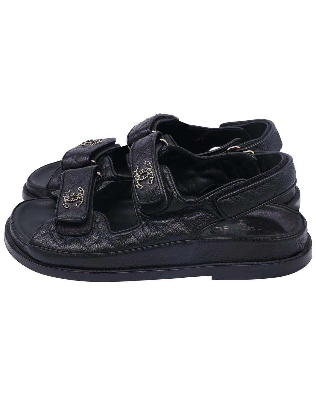 Chanel Women's Calfskin Leather CC Dad Quilted Sandal, Size FR | 38 (Authentic
Pre-Loved) - 2