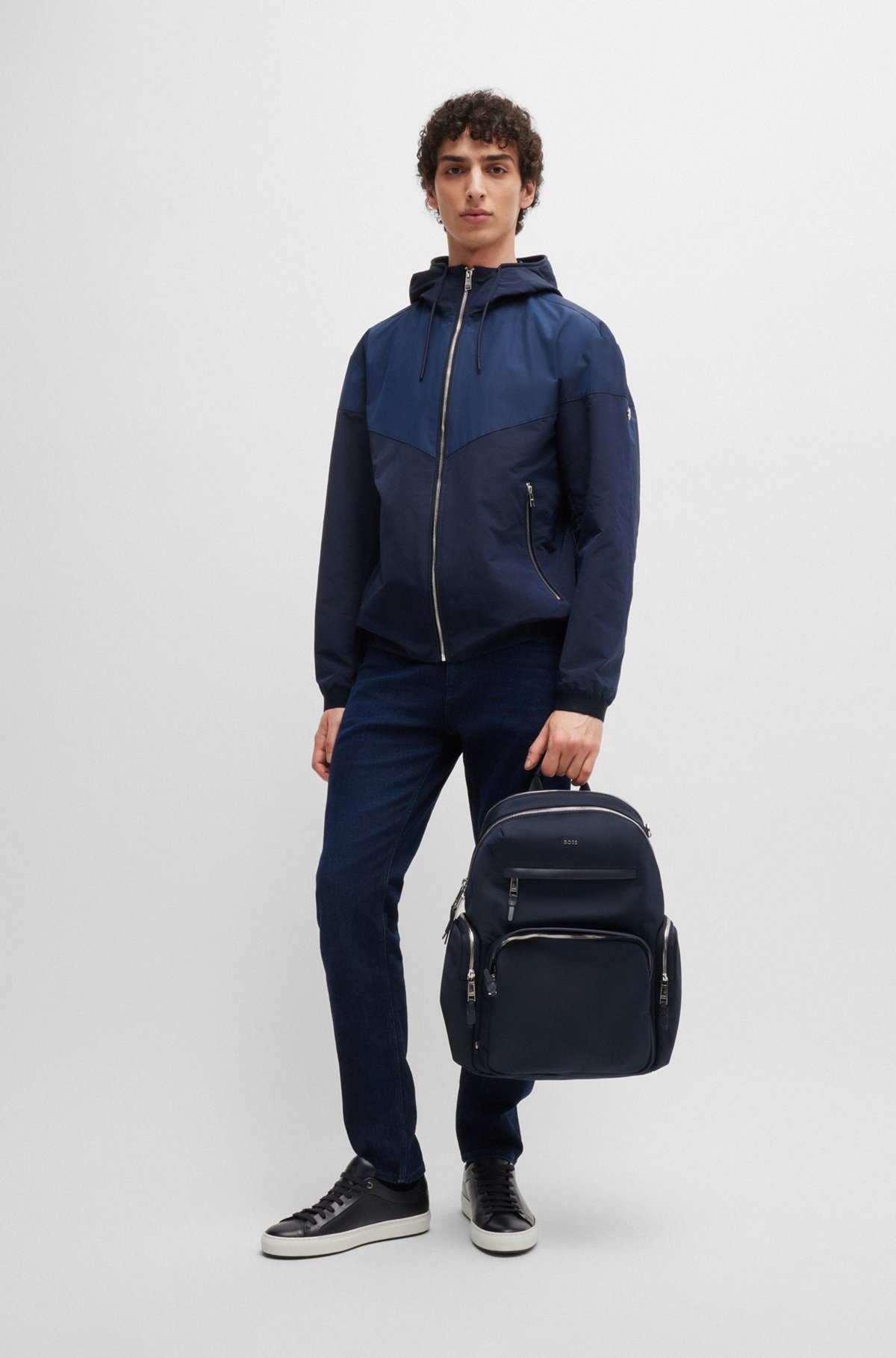 STRUCTURED-MATERIAL BACKPACK WITH LOGO AND TWO-WAY ZIP - 3